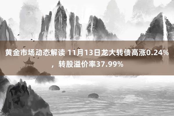 黄金市场动态解读 11月13日龙大转债高涨0.24%，转股溢价率37.99%