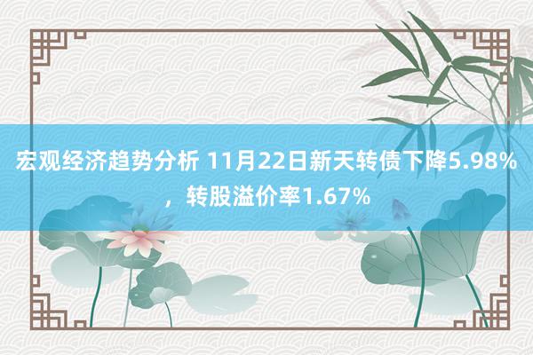 宏观经济趋势分析 11月22日新天转债下降5.98%，转股溢价率1.67%