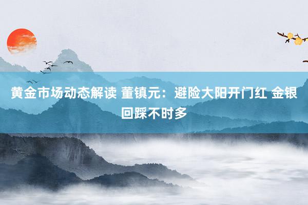 黄金市场动态解读 董镇元：避险大阳开门红 金银回踩不时多