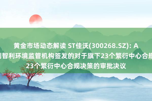 黄金市场动态解读 ST佳沃(300268.SZ): Australis累计收到智利环境监管机构签发的对于旗下23个繁衍中心合规决策的审批决议