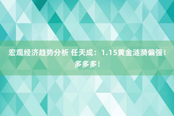 宏观经济趋势分析 任天成：1.15黄金涟漪偏强！多多多！