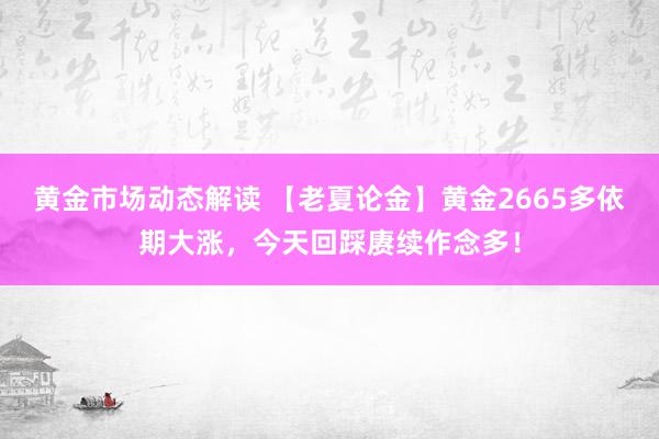 黄金市场动态解读 【老夏论金】黄金2665多依期大涨，今天回踩赓续作念多！