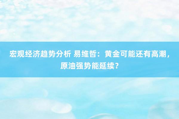 宏观经济趋势分析 易维哲：黄金可能还有高潮，原油强势能延续？