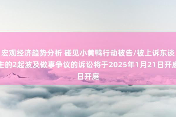 宏观经济趋势分析 碰见小黄鸭行动被告/被上诉东谈主的2起波及做事争议的诉讼将于2025年1月21日开庭