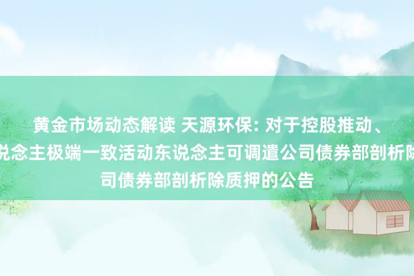 黄金市场动态解读 天源环保: 对于控股推动、本体律例东说念主极端一致活动东说念主可调遣公司债券部剖析除质押的公告