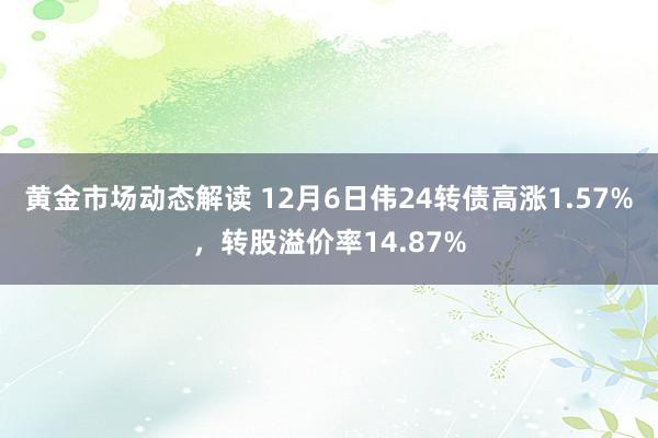 黄金市场动态解读 12月6日伟24转债高涨1.57%，转股溢价率14.87%