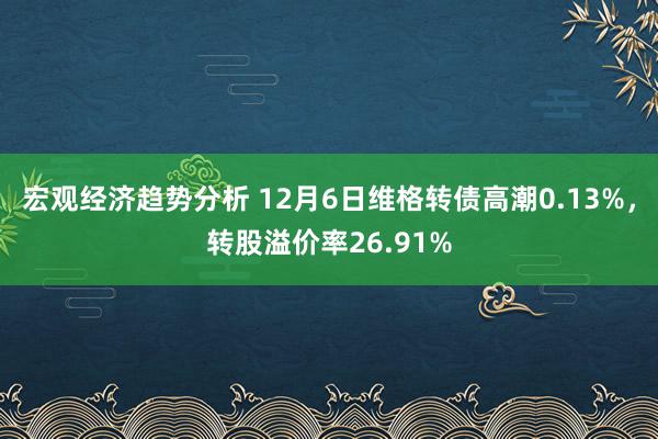 宏观经济趋势分析 12月6日维格转债高潮0.13%，转股溢价率26.91%