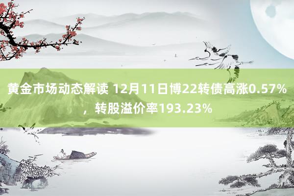 黄金市场动态解读 12月11日博22转债高涨0.57%，转股溢价率193.23%