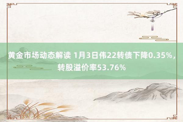 黄金市场动态解读 1月3日伟22转债下降0.35%，转股溢价率53.76%