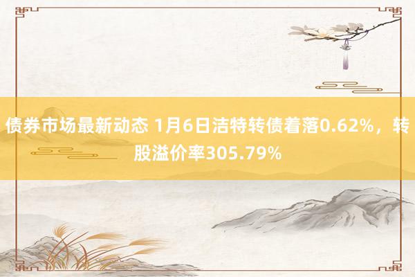 债券市场最新动态 1月6日洁特转债着落0.62%，转股溢价率305.79%