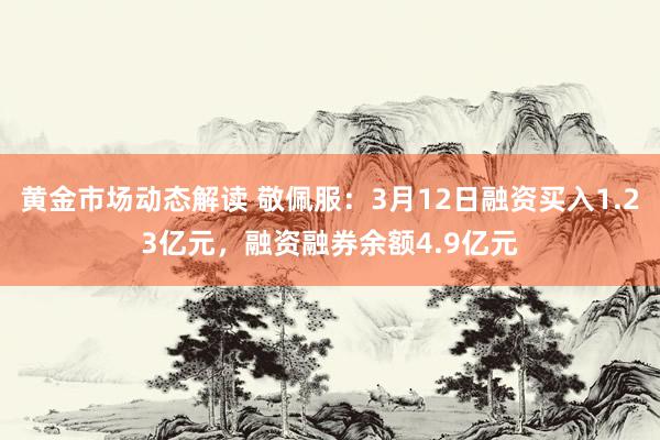 黄金市场动态解读 敬佩服：3月12日融资买入1.23亿元，融资融券余额4.9亿元